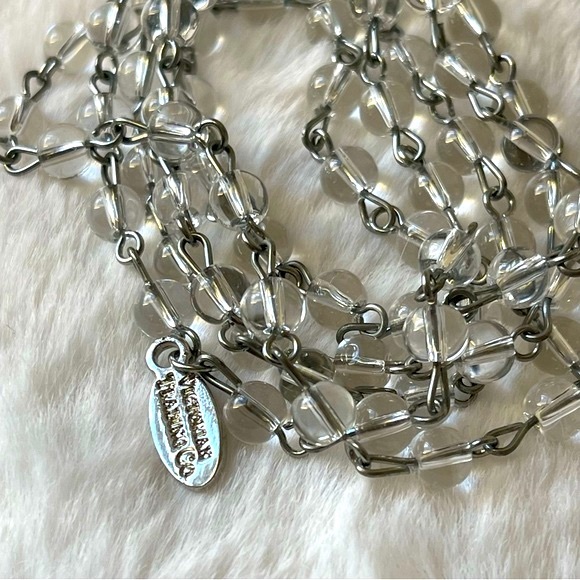 VICTORIAN TRADING CO. | Small Round Clear Beaded Necklace Silver Tone - Picture 7 of 8
